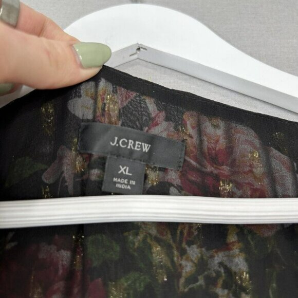 J.Crew Womens Dress Extra Large Tie Front Lurex Floral Maxi Cottagecore Prairie - Picture 15 of 15